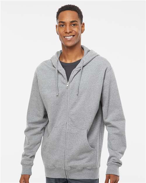 Independent Trading Co. Midweight Full-Zip Hooded Sweatshirt - Grey Heather - Independent Trading Co. SS4500Z Independent Trading Co.