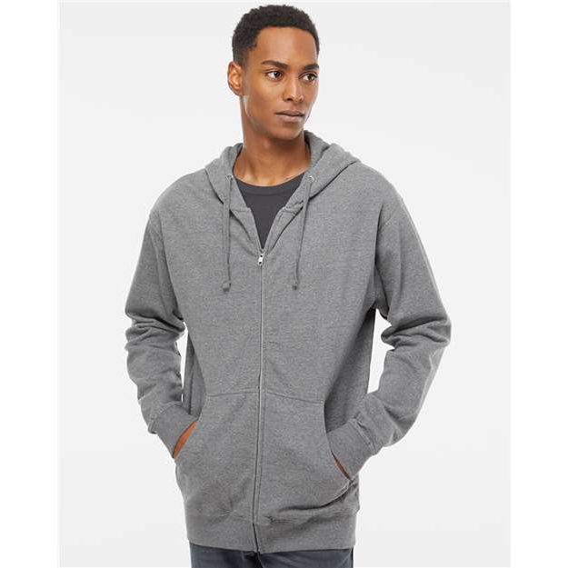 Independent Trading Co. Midweight Full-Zip Hooded Sweatshirt - Gunmetal Heather - Independent Trading Co. SS4500Z Independent Trading Co. Gunmetal Heather XS