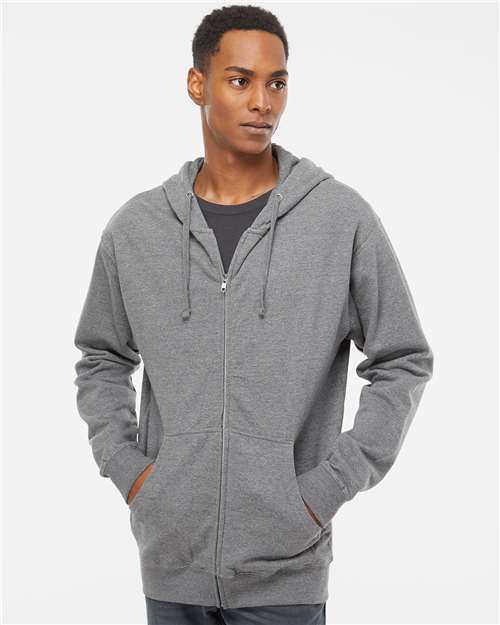 Independent Trading Co. Midweight Full-Zip Hooded Sweatshirt - Gunmetal Heather - Independent Trading Co. SS4500Z Independent Trading Co.