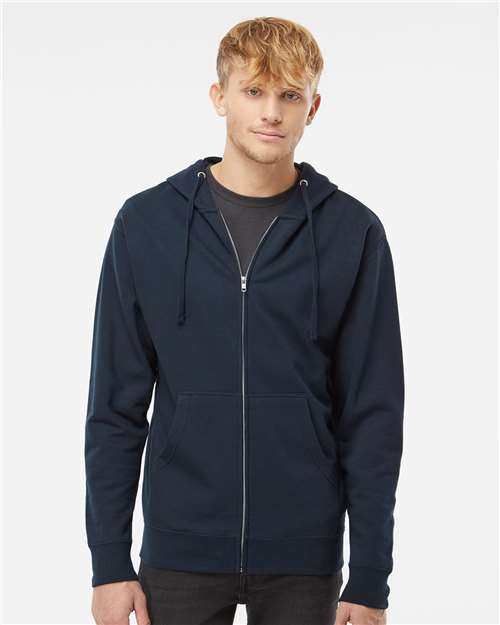 Independent Trading Co. Midweight Full-Zip Hooded Sweatshirt - Navy - Independent Trading Co. SS4500Z Independent Trading Co.