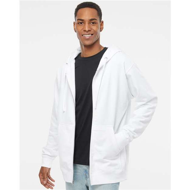 Independent Trading Co. Midweight Full-Zip Hooded Sweatshirt - White - Independent Trading Co. SS4500Z Independent Trading Co. White XS