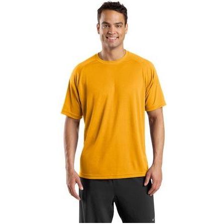 Mens Dry Zone Short Sleeve Raglan T-Shirt DRI-EQUIP Medium Gold