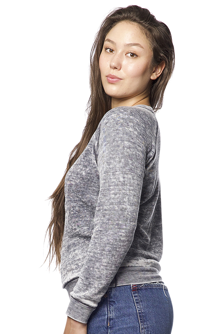 Royal Apparel 3199BO Women's Burnout Fleece Raglan Pullover - Grey