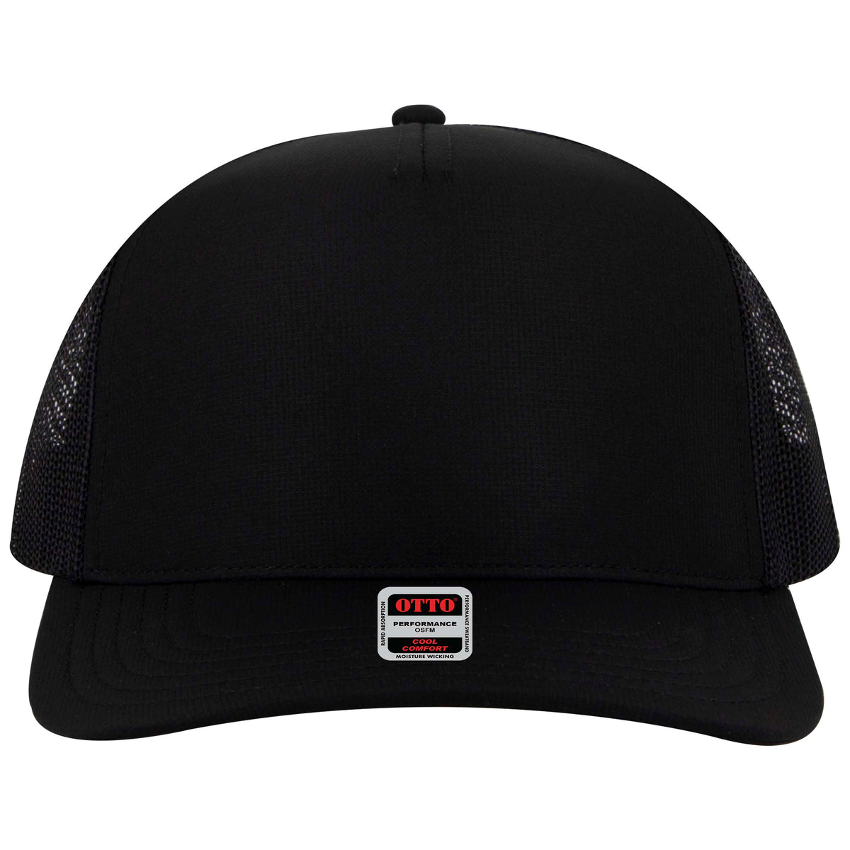 OTTO CAP 5 Panel Mid Profile Mesh Back Trucker Hat OTTO 32-1 Otto Cap 003 - Black OSFM - Adult