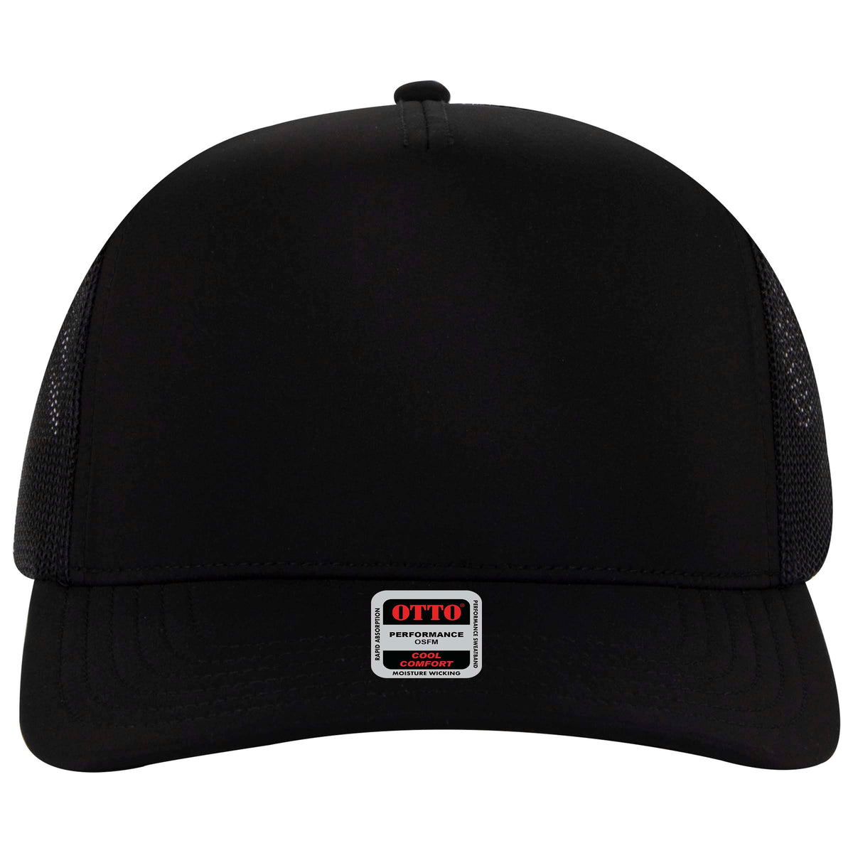 OTTO CAP 5 Panel Mid Profile Mesh Back Trucker Hat OTTO 32-1 Otto Cap 003B - Black OSFM - Adult