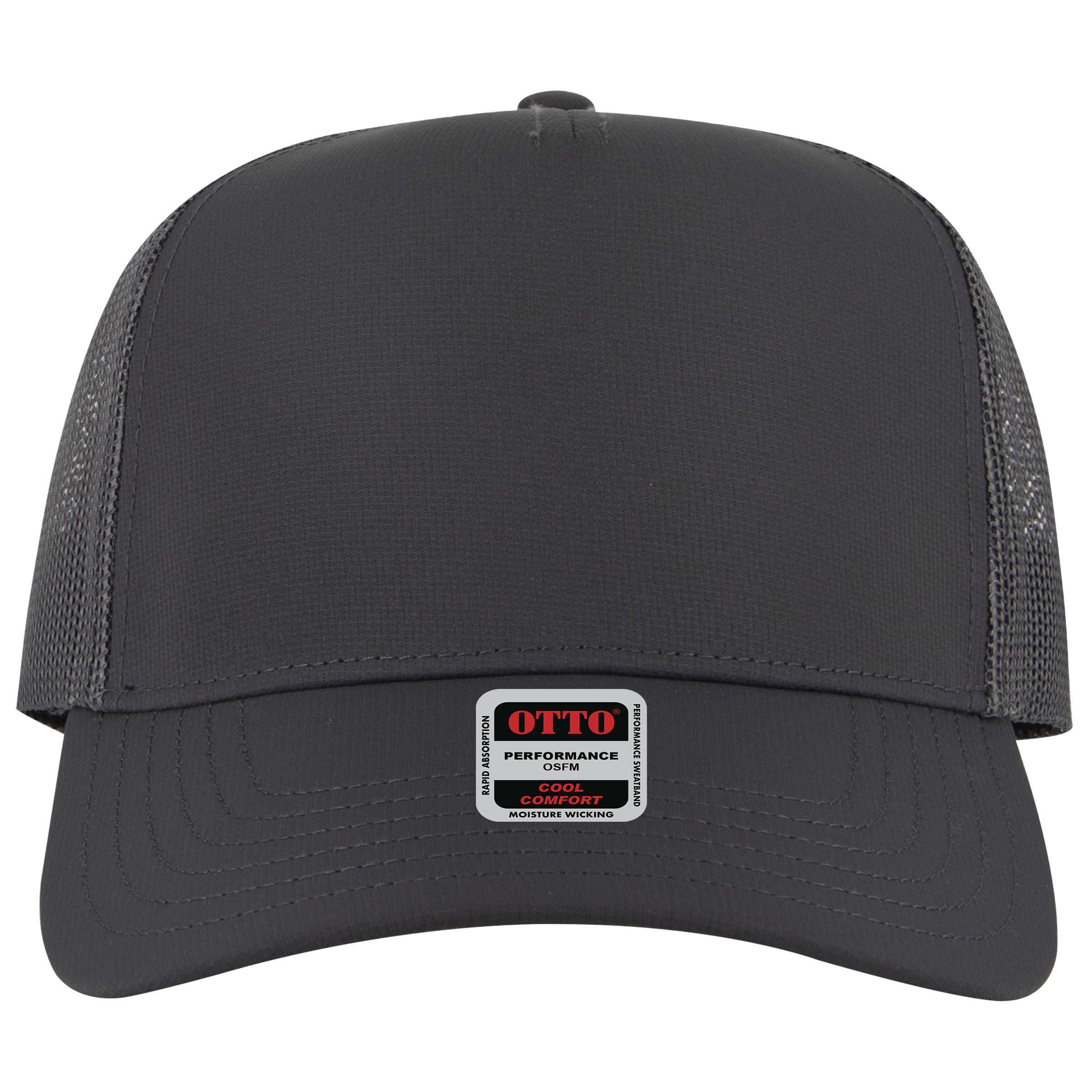 OTTO CAP 5 Panel Mid Profile Mesh Back Trucker Hat OTTO 32-1 Otto Cap 025 - Char. Gray OSFM - Adult