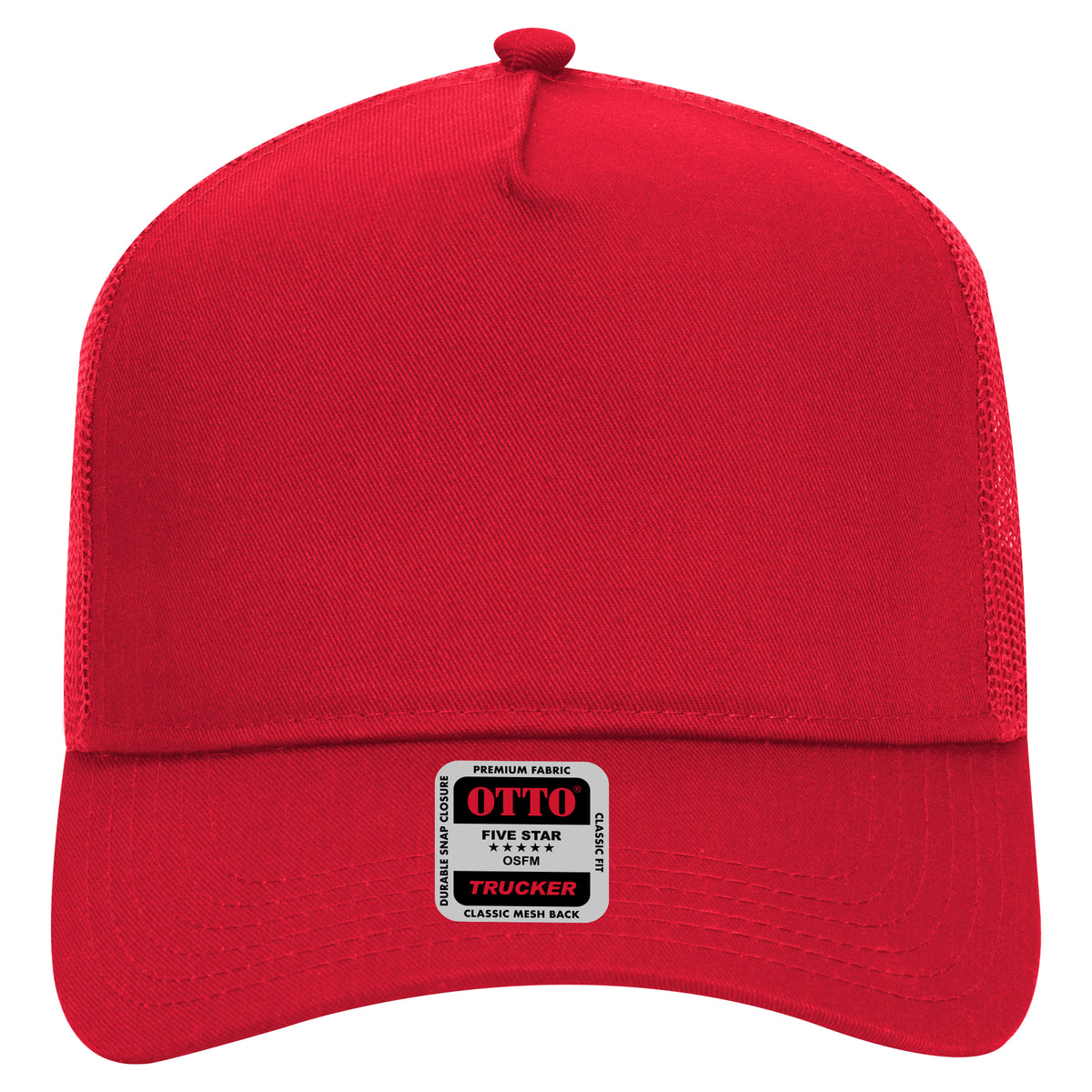 OTTO CAP 5 Panel Mid Profile Mesh Back Trucker Hat OTTO 32-285 Otto Cap 002 - Red OSFM - Adult