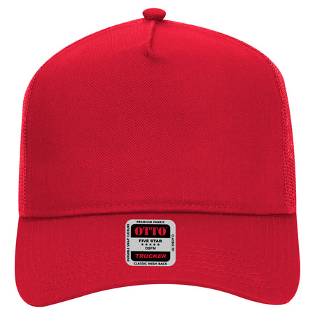 OTTO CAP 5 Panel Mid Profile Mesh Back Trucker Hat OTTO 32-285 Otto Cap 002 - Red OSFM - Adult