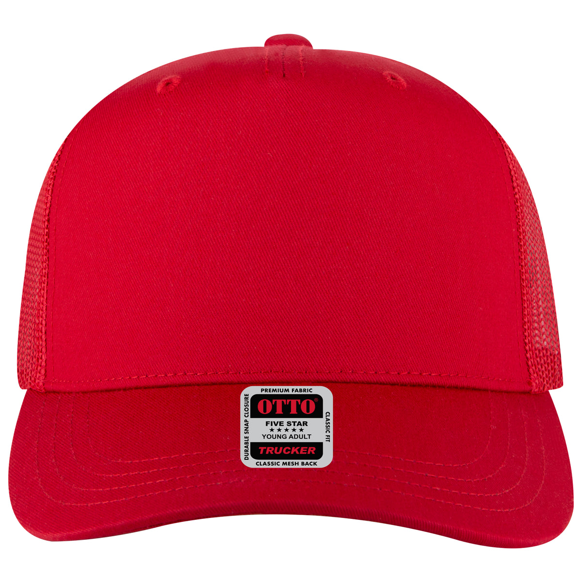 OTTO CAP 5 Panel Mid Profile Mesh Back Trucker Hat OTTO 32-285 Otto Cap 002 - Red Young Adult