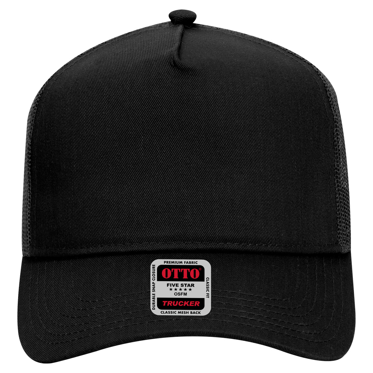 OTTO CAP 5 Panel Mid Profile Mesh Back Trucker Hat OTTO 32-285 Otto Cap 003 - Black OSFM - Adult