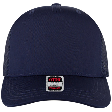 OTTO CAP 5 Panel Mid Profile Mesh Back Trucker Hat OTTO 32-285 Otto Cap 004 - Navy Young Adult