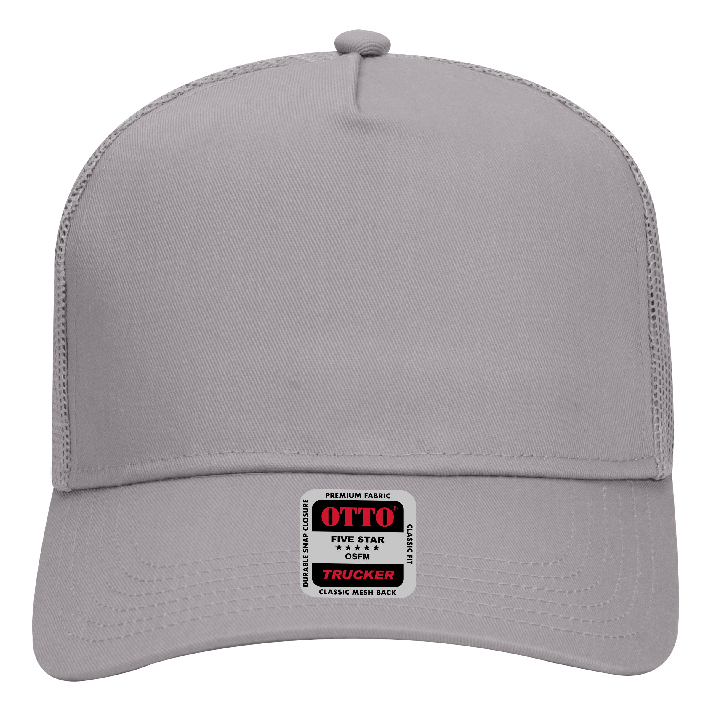 OTTO CAP 5 Panel Mid Profile Mesh Back Trucker Hat OTTO 32-285 Otto Cap 014 - Gray OSFM - Adult