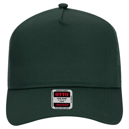 OTTO CAP 5 Panel Mid Profile Mesh Back Trucker Hat OTTO 32-285 Otto Cap 017 - Dk. Green OSFM - Adult