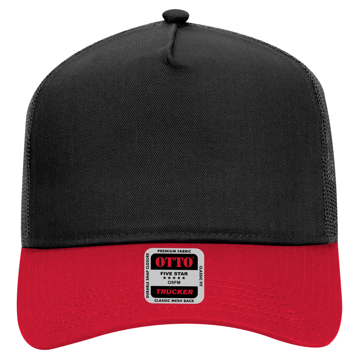 OTTO CAP 5 Panel Mid Profile Mesh Back Trucker Hat OTTO 32-285 Otto Cap 0203 - Red/Blk OSFM - Adult