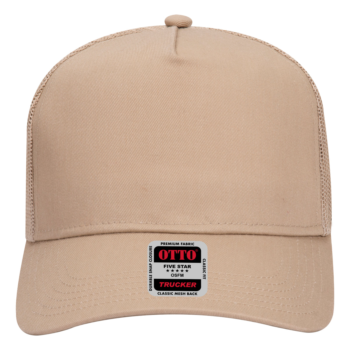 OTTO CAP 5 Panel Mid Profile Mesh Back Trucker Hat OTTO 32-285 Otto Cap 032 - Khaki OSFM - Adult