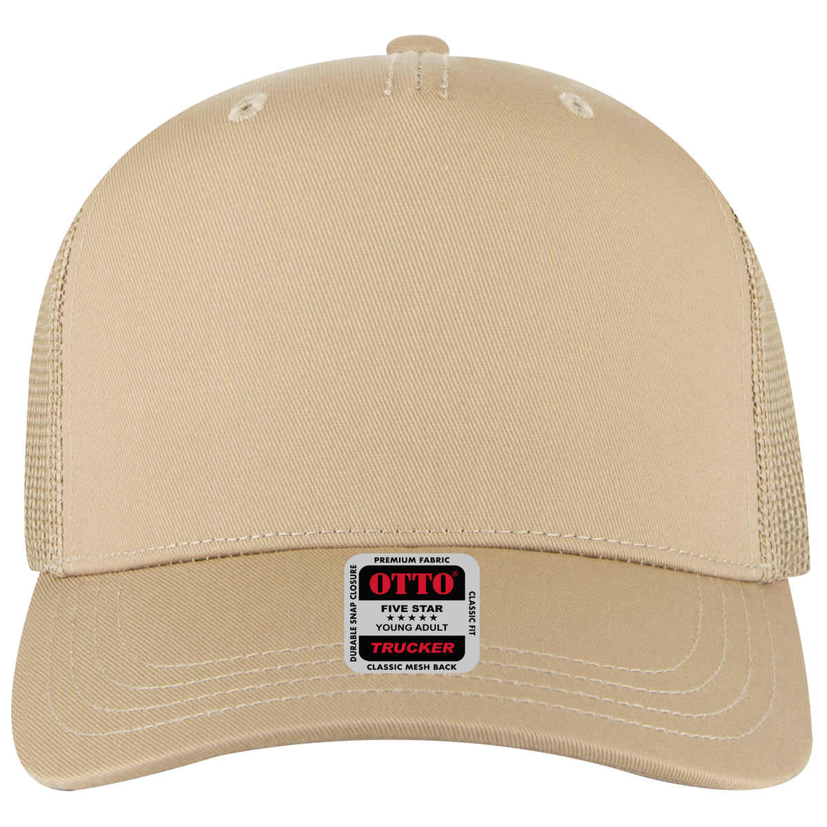 OTTO CAP 5 Panel Mid Profile Mesh Back Trucker Hat OTTO 32-285 Otto Cap 032 - Khaki Young Adult