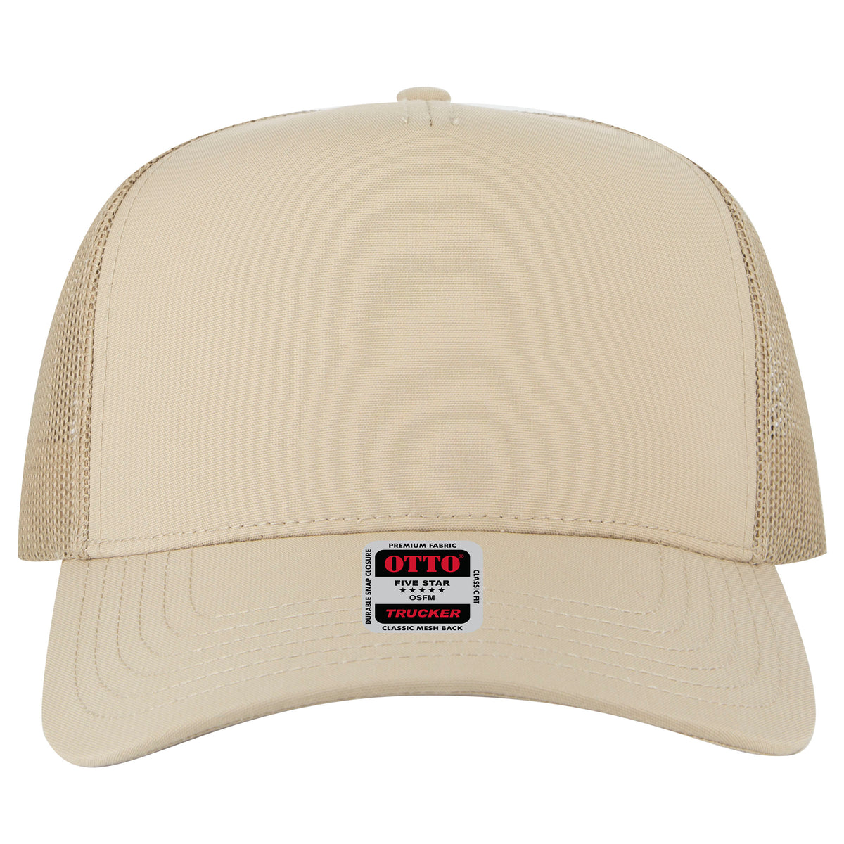 OTTO CAP 5 Panel Mid Profile Mesh Back Trucker Hat OTTO 32-285 Otto Cap 032B - Khk OSFM - Adult