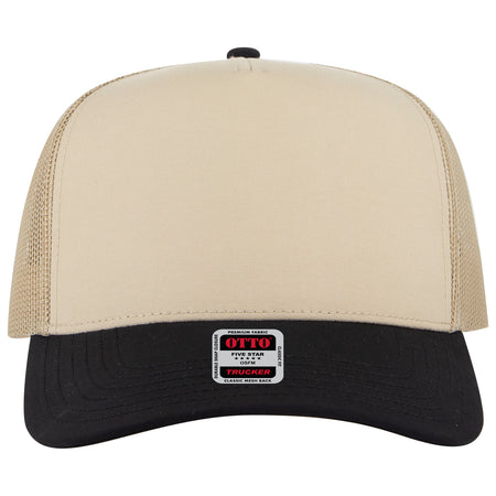 OTTO CAP 5 Panel Mid Profile Mesh Back Trucker Hat OTTO 32-285 Otto Cap 0332B - Blk/Khk OSFM - Adult