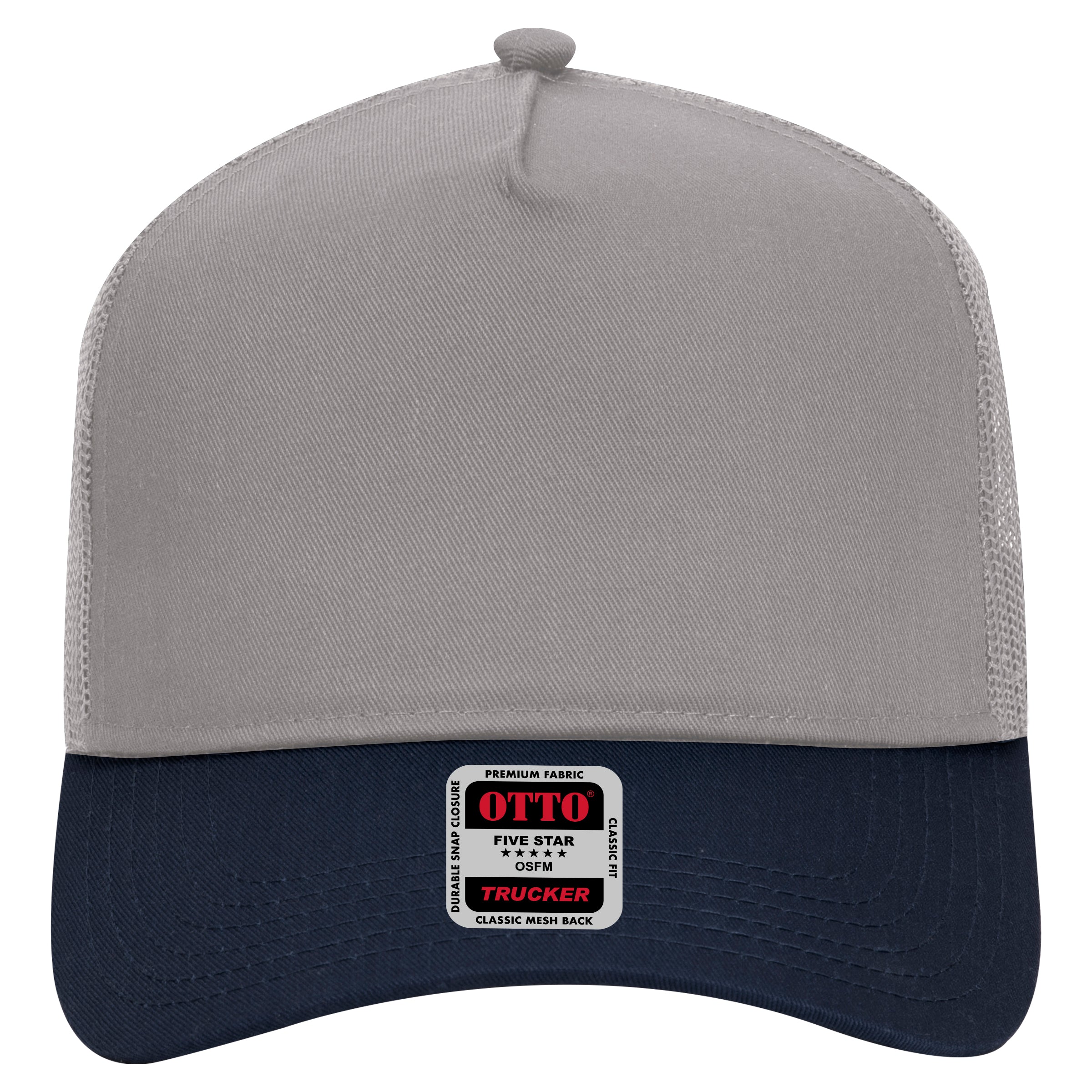 OTTO CAP 5 Panel Mid Profile Mesh Back Trucker Hat OTTO 32-285 Otto Cap 0414 - Nvy/Gry OSFM - Adult