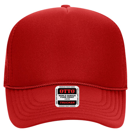 OTTO CAP 5 Panel Mid Profile Mesh Back Trucker Hat OTTO 32-467 Otto Cap 002 - Red OSFM - Adult