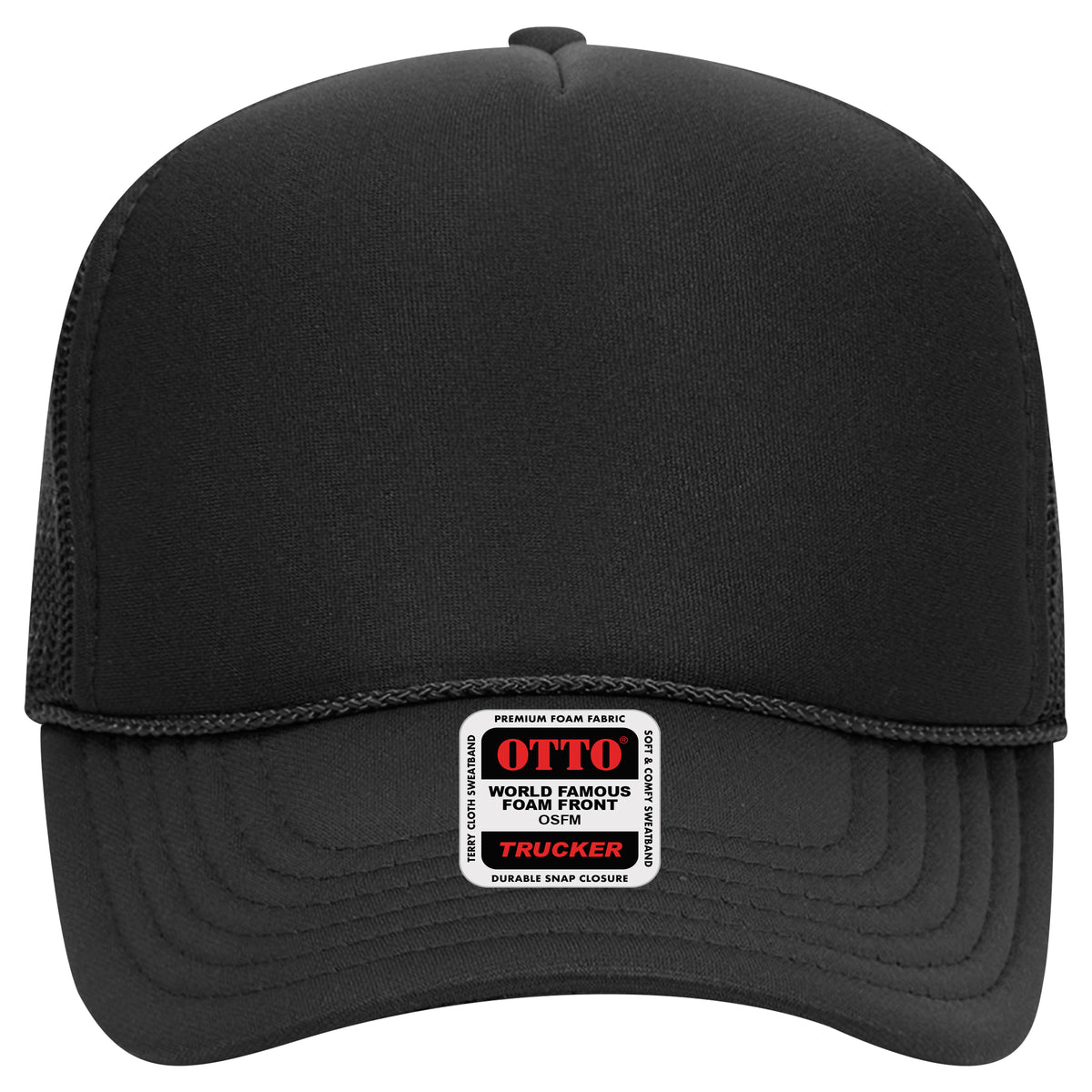 OTTO CAP 5 Panel Mid Profile Mesh Back Trucker Hat OTTO 32-467 Otto Cap 003 - Black OSFM - Adult