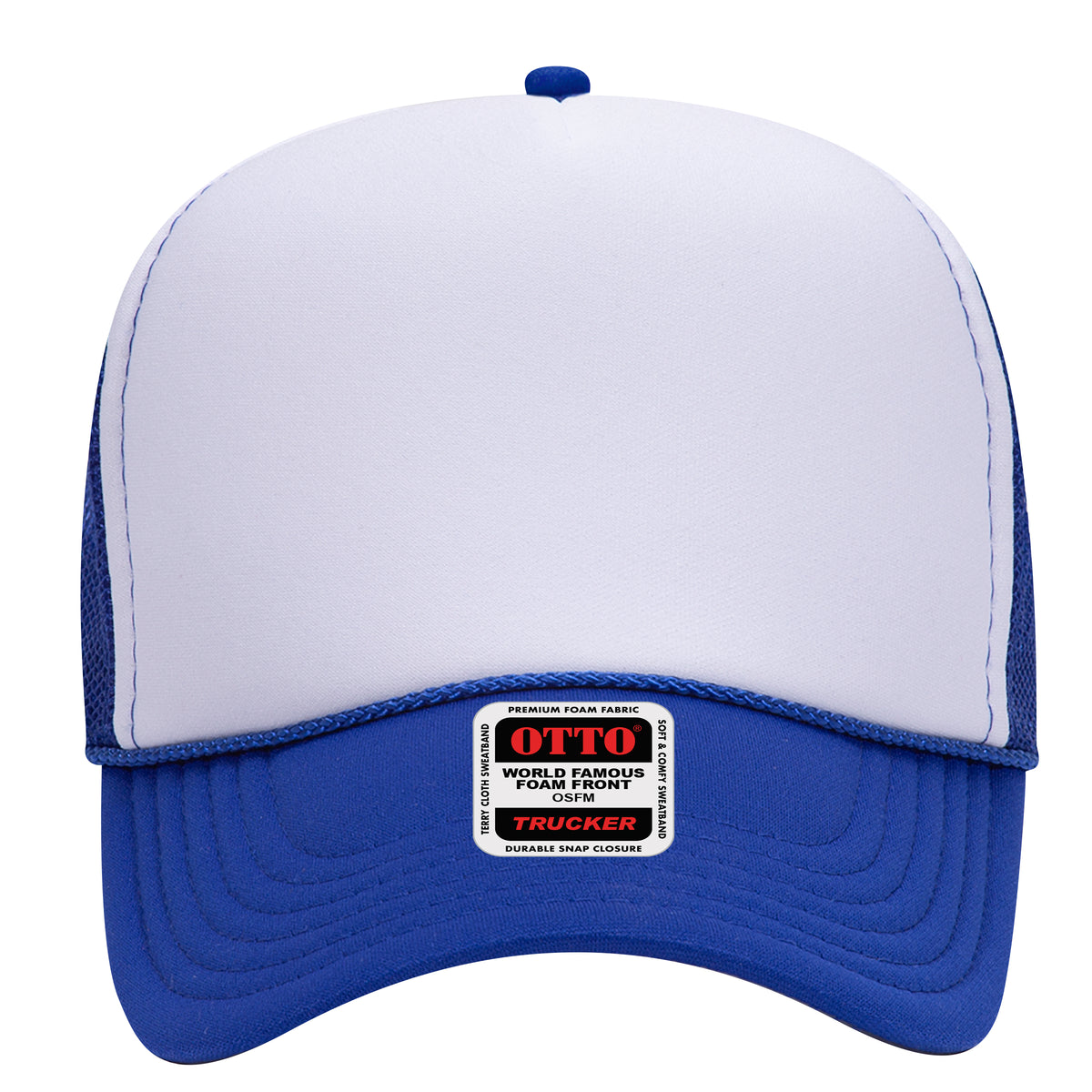 OTTO CAP 5 Panel Mid Profile Mesh Back Trucker Hat OTTO 32-467 Otto Cap 011601 - Ryl/Wht/Ryl OSFM - Adult