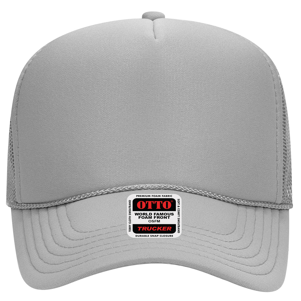 OTTO CAP 5 Panel Mid Profile Mesh Back Trucker Hat OTTO 32-467 Otto Cap 014 - Gray OSFM - Adult