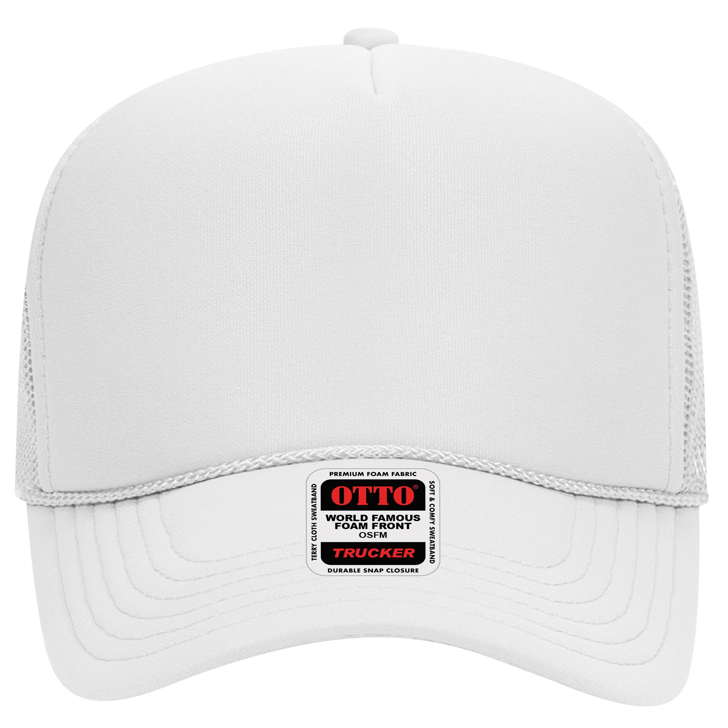 OTTO CAP 5 Panel Mid Profile Mesh Back Trucker Hat OTTO 32-467 Otto Cap 016 - White OSFM - Adult