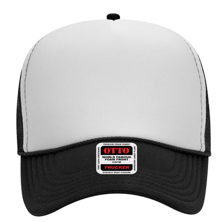 OTTO CAP 5 Panel Mid Profile Mesh Back Trucker Hat OTTO 32-467 Otto Cap 031603 - Blk/Wht/Blk OSFM - Adult