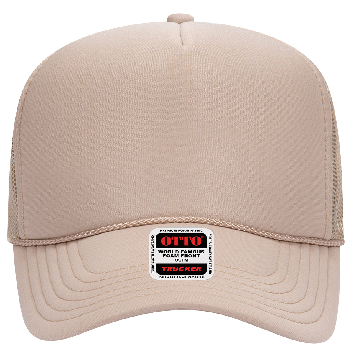 OTTO CAP 5 Panel Mid Profile Mesh Back Trucker Hat OTTO 32-467 Otto Cap 032 - Khaki OSFM - Adult