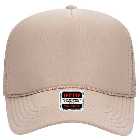 OTTO CAP 5 Panel Mid Profile Mesh Back Trucker Hat OTTO 32-467 Otto Cap 032 - Khaki OSFM - Adult