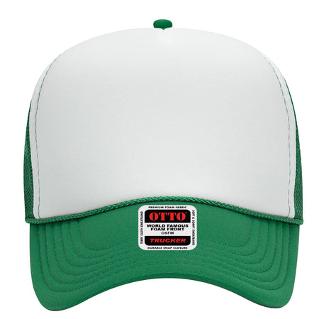 OTTO CAP 5 Panel Mid Profile Mesh Back Trucker Hat OTTO 32-467 Otto Cap 051605 - Kly/Wht/Kly OSFM - Adult