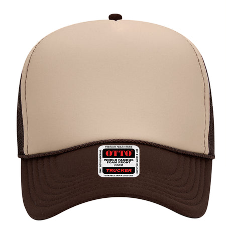 OTTO CAP 5 Panel Mid Profile Mesh Back Trucker Hat OTTO 32-467 Otto Cap 071507 - Brn/Tan/Brn OSFM - Adult