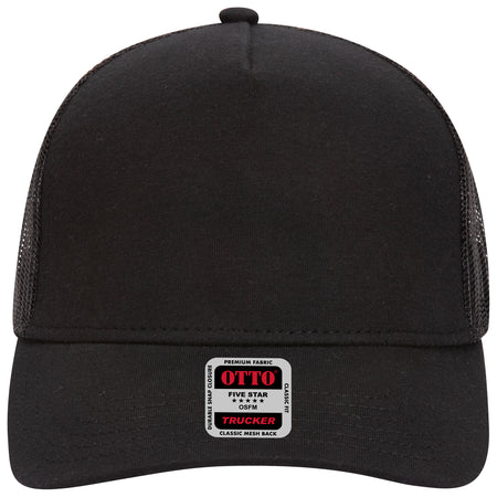 OTTO CAP 5 Panel Mid Profile Mesh Back Trucker Hat OTTO 32-934 Otto Cap 003 - Black OSFM - Adult