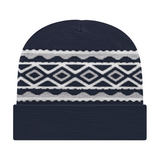 Cap America USA-Made Beanie RKD12 Diamond Pattern Knit Cap with Cuff