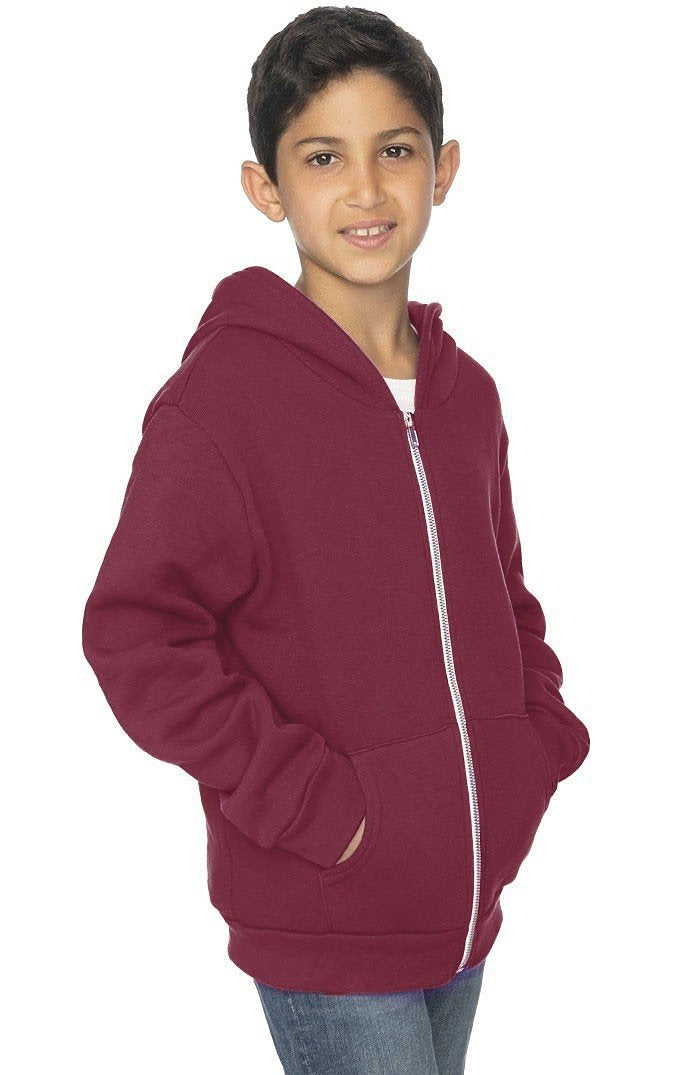 Royal Apparel 3222 Youth Fashion Fleece Zip Hoodie - Burgundy