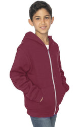 Royal Apparel 3222 Youth Fashion Fleece Zip Hoodie - Burgundy