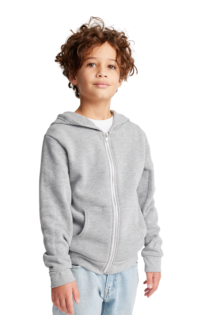 Royal Apparel 3222 Youth Fashion Fleece Zip Hoodie - Heather Grey