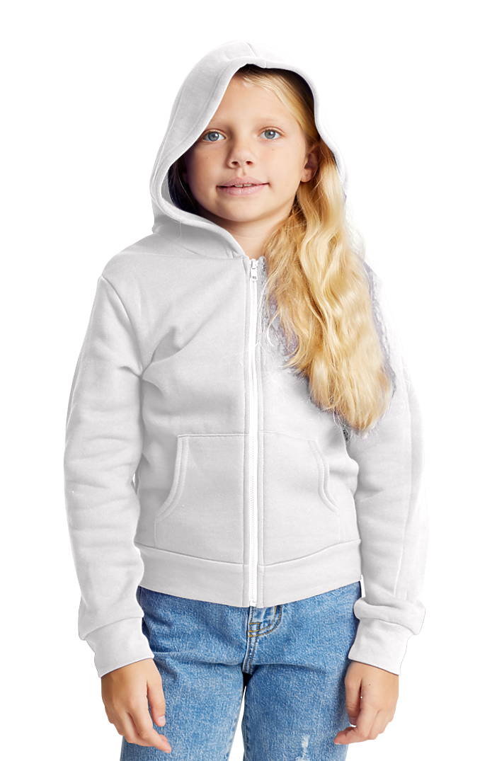 Royal Apparel 3222 Youth Fashion Fleece Zip Hoodie - White