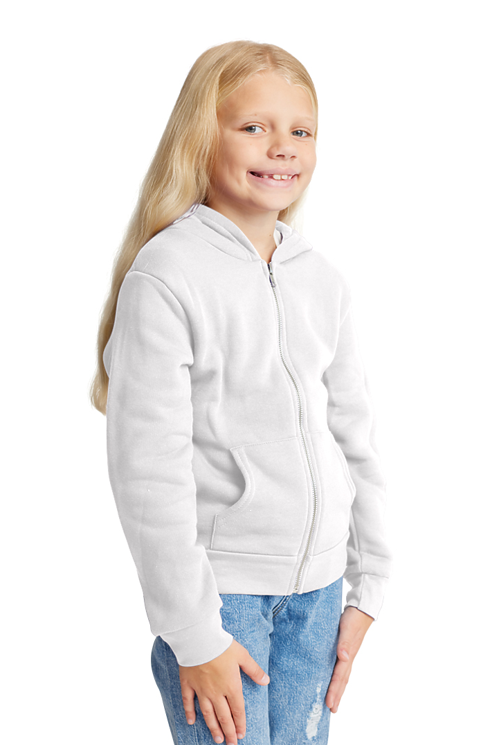 Royal Apparel 3222 Youth Fashion Fleece Zip Hoodie - White