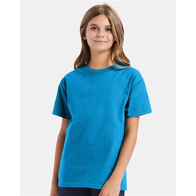 Hanes Authentic Youth T-Shirt - Teal - Hanes 5450 Hanes