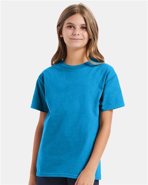 Hanes Authentic Youth T-Shirt - Teal - Hanes 5450 Hanes