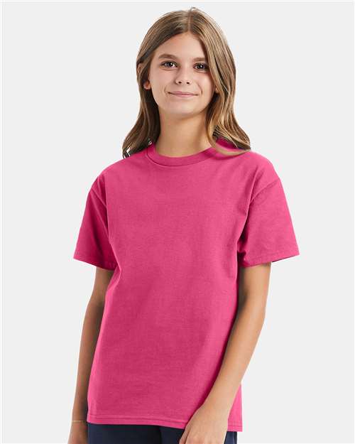 Hanes Authentic Youth T-Shirt - Wow Pink - Hanes 5450