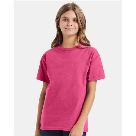 Hanes Authentic Youth T-Shirt - Wow Pink - Hanes 5450 Hanes