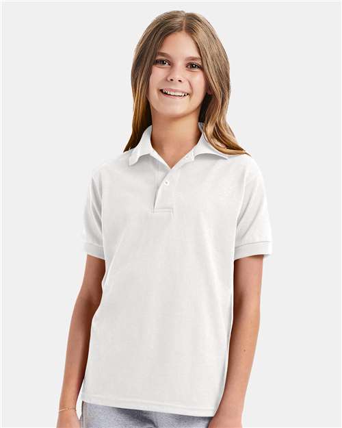 Hanes Youth Ecosmart® Jersey Polo - Hanes 054Y Hanes White XS