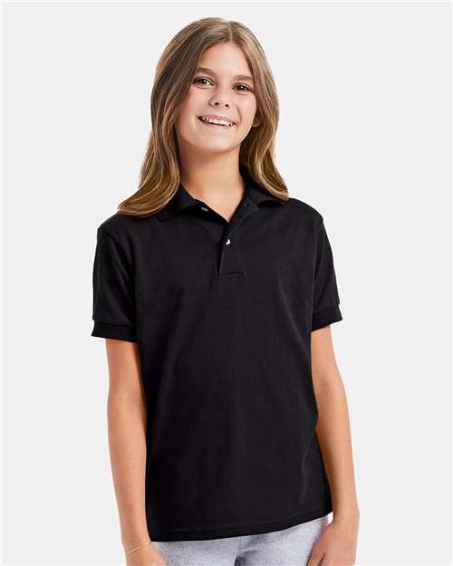 Hanes Youth Ecosmart® Jersey Polo - Hanes 054Y Hanes Black XS