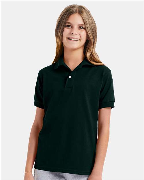 Hanes Youth Ecosmart® Jersey Polo - Hanes 054Y Hanes Deep Forest XS