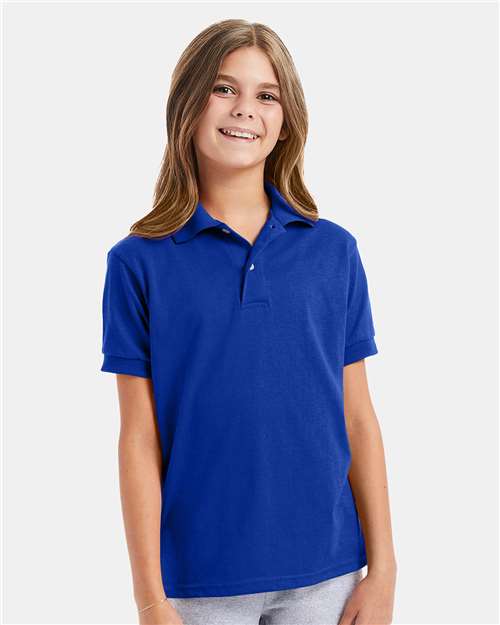 Hanes Youth Ecosmart® Jersey Polo - Hanes 054Y Hanes Deep Royal XS