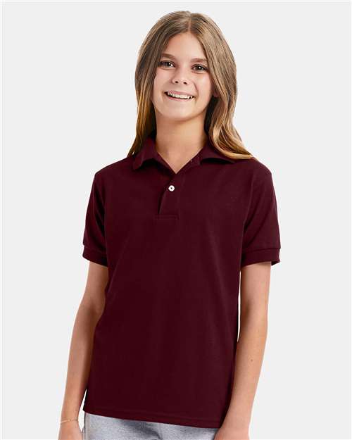 Hanes Youth Ecosmart® Jersey Polo - Hanes 054Y Hanes Maroon XS