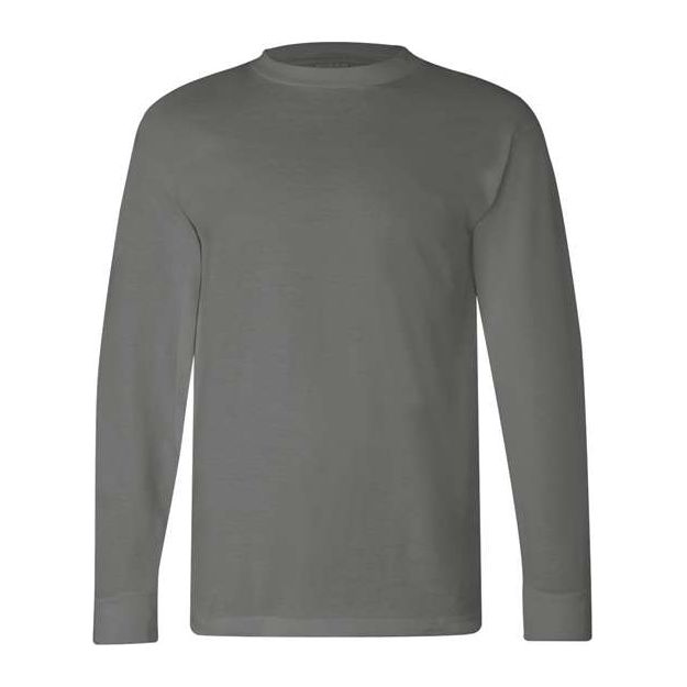 Bayside Unisex USA-Made Long Sleeve T-Shirt - Charcoal - Bayside 6100 Bayside Charcoal S